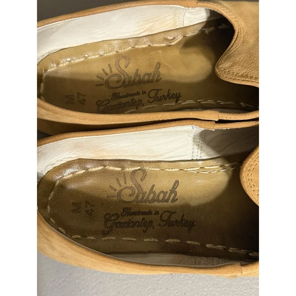 Sabah Tan Handmade Turkish‎ Leather Slip On Loafers Men's Size 47